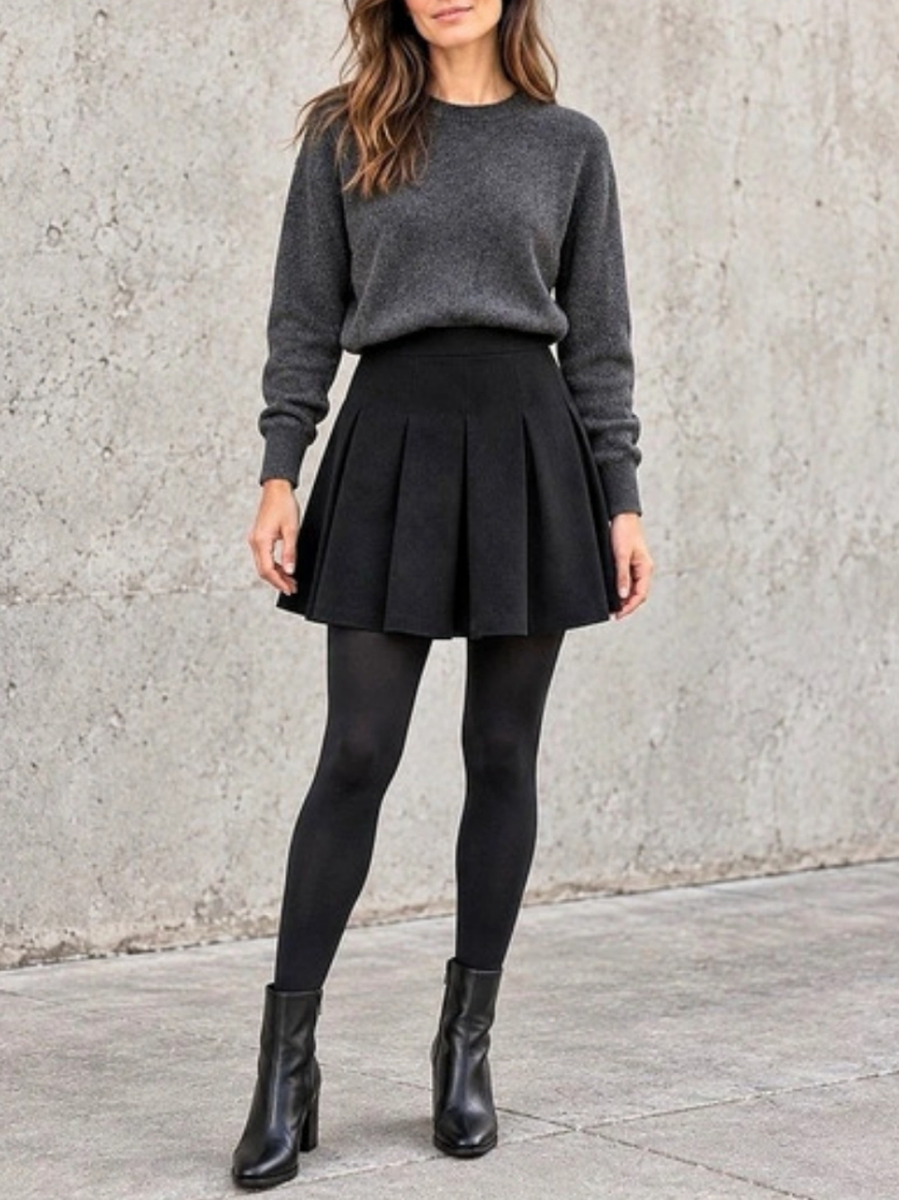 Alexander Wang Pleated A Line Mini Skirt in Black Size Small
